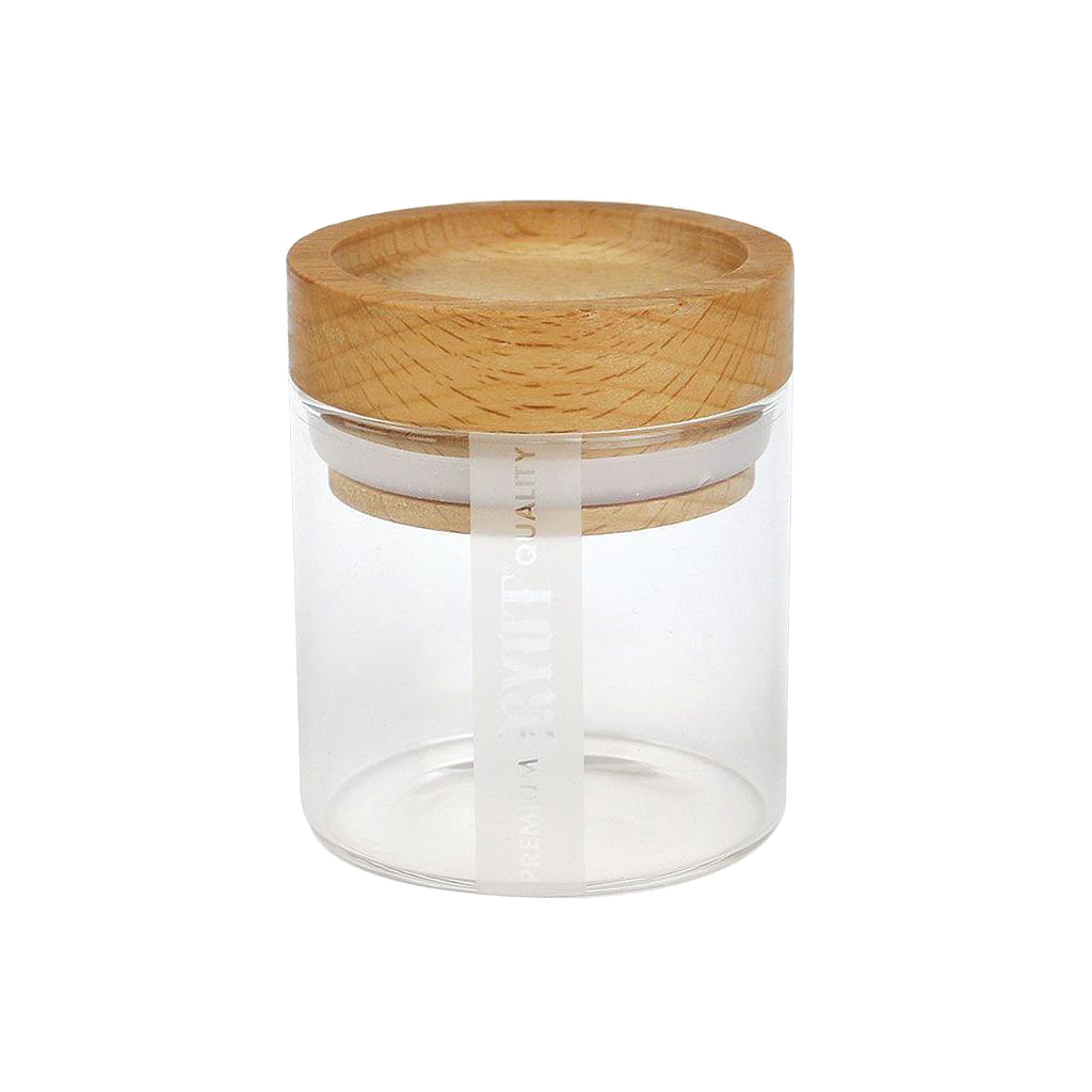 RYOT Clear Jar with Silicone Seal and Beech Tray Lid